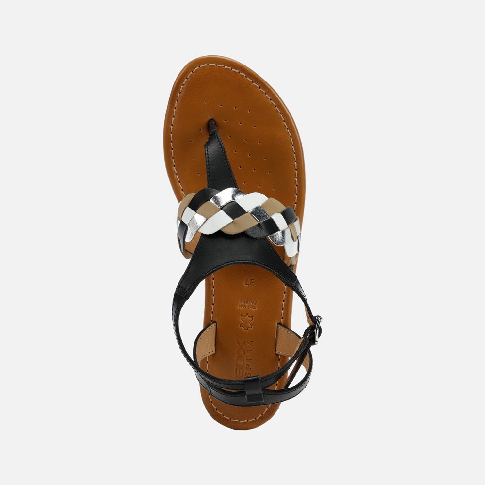 Sandalias Geox Senhora Pretas/Prateadas - Sozy - VGOWC1087